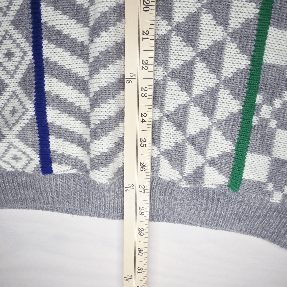 Vintage 1980's Nicolette New York Knit Geometric Sweater Grey/white MED - Picture 6 of 7